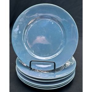 OKWAN 4 Beautiful Vintage -OKWAN CHINA-HAND Painted Blue Marbled PLATES~Rare -S9